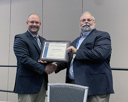 LPS TSG Chair Matthew Billingsley presented Eric J. Paulson, PhD, with the LPS Lifetime Achievement Award.